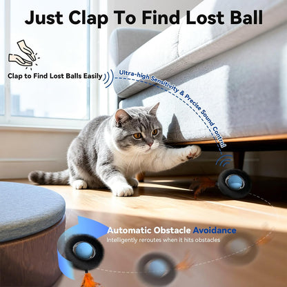 Interactive Cat Toy with Motion Activated Ball & 7-Hole Play Mat, Hide and Seek Exercise Game for Indoor Cats, Automatic Moving Cat Ball in Pouch, Rechargeable Cat Toys(Starry Night)