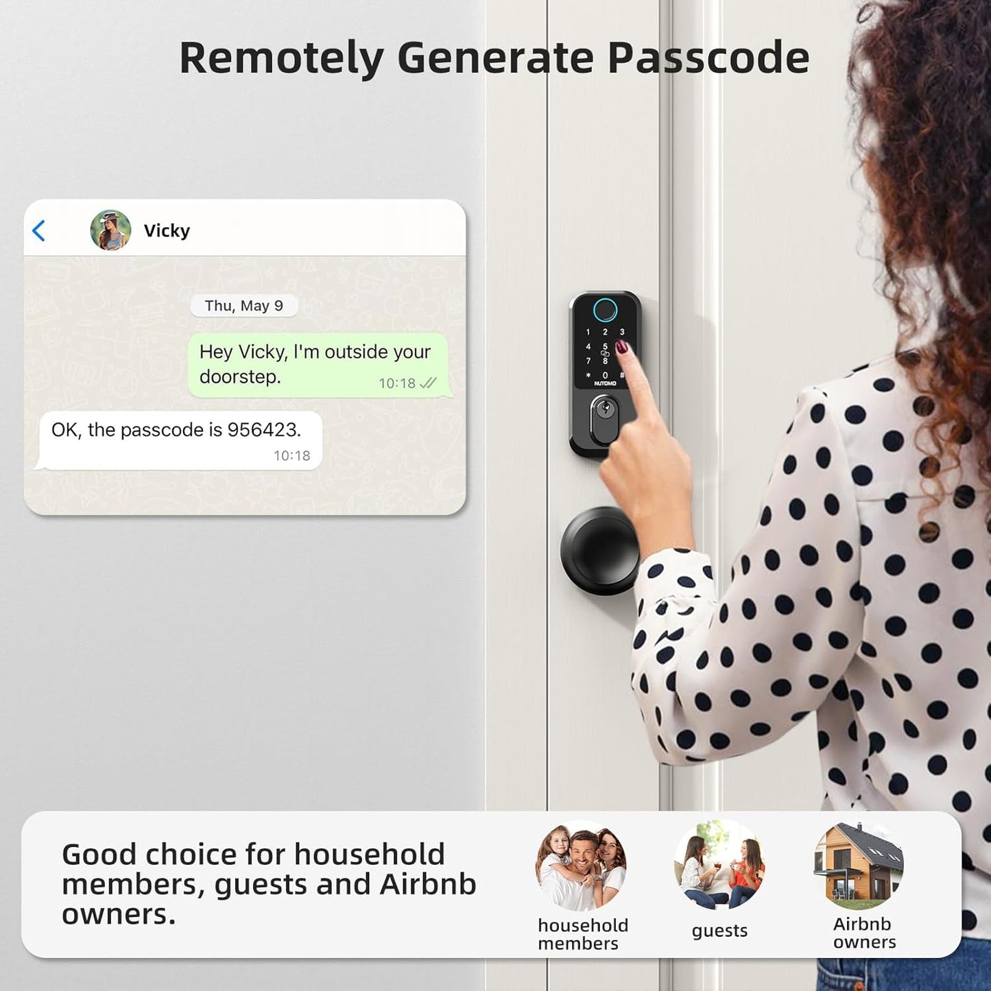 Keyless Entry Door Lock with Knob: NUTOMO Front Door Lock Set Fingerprint Deadbolt Alexa Digital Keypad Door Locks APP Remote Control Auto Lock Black