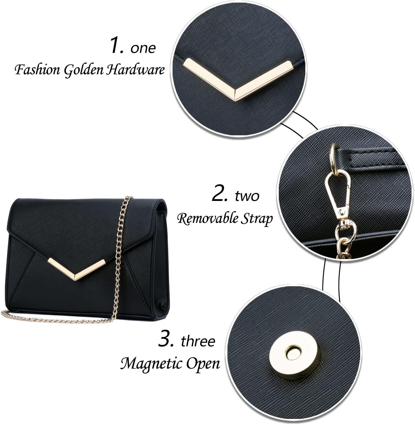 KKXIU Women Elegant Faux Leather Evening Envelope Clutch Purse Foldover Bags for Party Wedding Prom - PuriLite