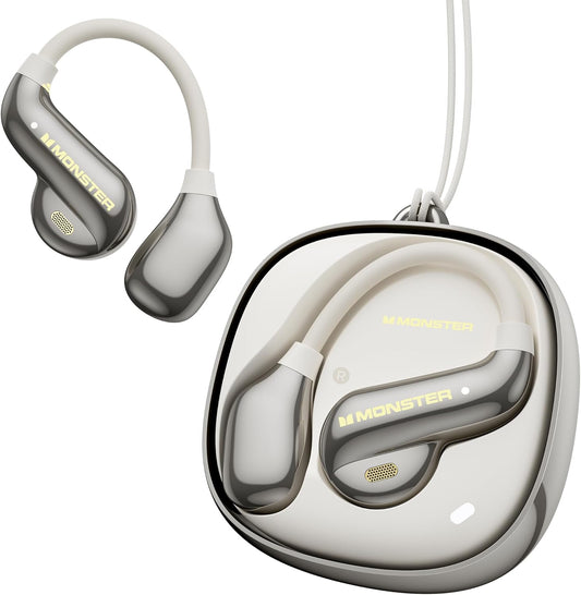 Monster Open Ear AC390 Headphones, Bluetooth 6.0 Earbuds with Stereo Sound, Wireless Headphones 24H Playtime, IPX5 Waterproof, Rotating Charging Case with Lanyard, Ultra-Light Open Ear Earbuds