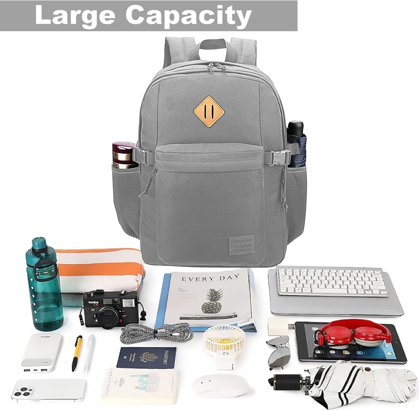 SUPACOOL Lightweight Casual Backpack for Men and Women, Large Backpack for School Boys and Girls