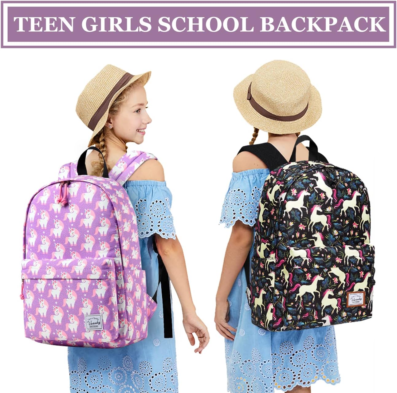 VASCHY Lightweight School Backpack for Women with Sleeve for 14" Laptop