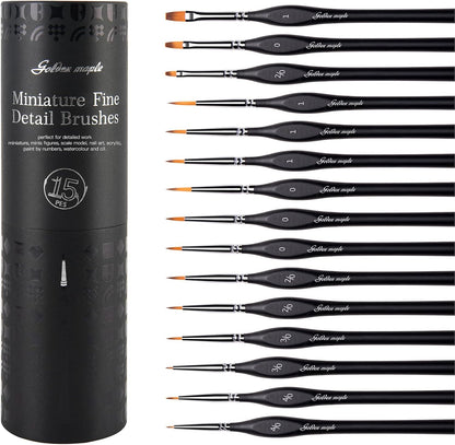 Detail Paint Brushes Set 10pcs Miniature Brushes for Fine Detailing & Art Painting - Acrylic, Watercolor,Oil,Models