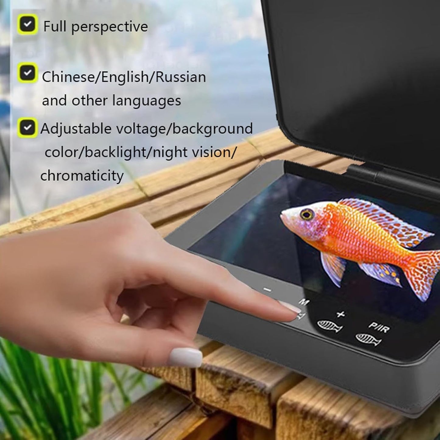 Sanpyl Underwater Fishing Camera, 1080P HD Fish Finder with 195° Wide Angle View and 4.3in Screen, Built in 8 LEDs Fill Light, for Ice Lake Boat Kayak Fishing