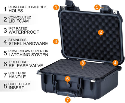 MEIJIA Portable All Weather Waterproof Protective Case,Hard Case,Camera Case with Customized Fit Foam,Fit Use of Drones,Camera,Equipments,Pistols,13.35 x11.63x5.98inches (Yellow)