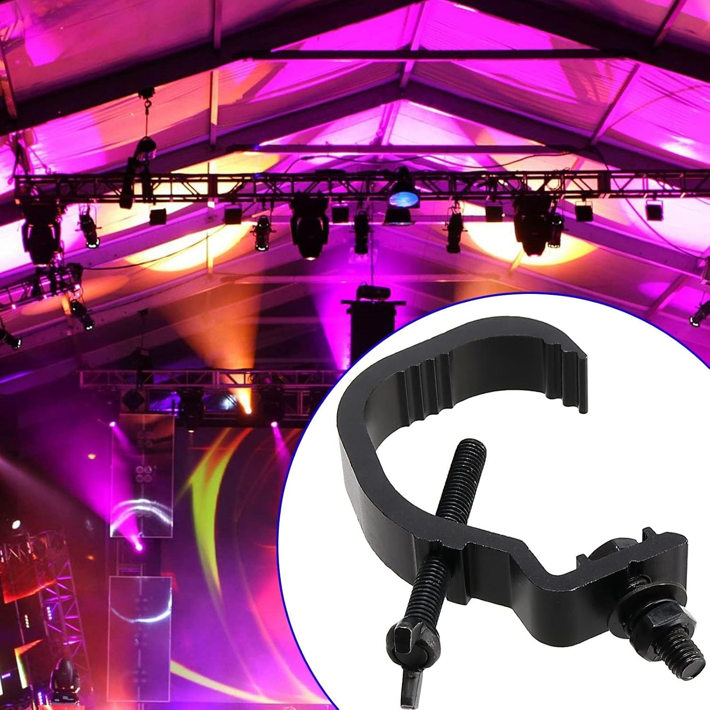 KOHAND 10 Pack Stage Light Clamp Hook, Aluminum Alloy Truss C-Clamp, Heavy Duty Stage Lights Truss Clamp for DJ Lighting Par Lights Spot Lights, Fit for 1.18-2 Inch OD Tube/Pipe, Black