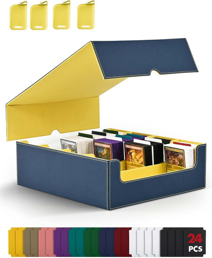 ZLCA Card Storage Box for MTG PTCG, Commander Deck Box Holds 3000+ Cards, Card Storage Case with 4 Stoppers, Card Organizer for TCG Sport Cards (Black)