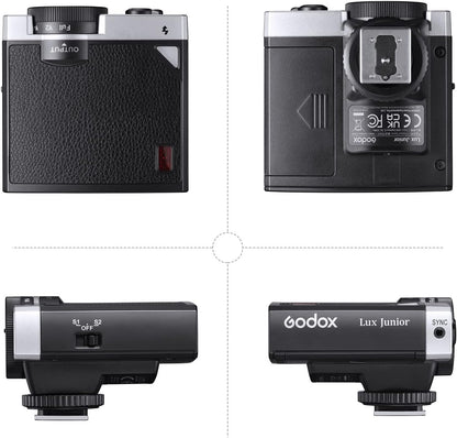 Godox Lux Junior Retro Camera Flash Speedlight GN12 6000K Color Temperature 28mm Focal Length Replacement Compatible for Canon Nikon Sony Fuji Olympus Cameras
