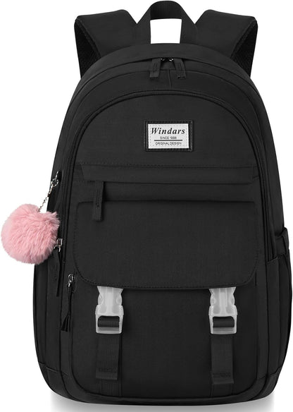 WINDARS School Backpack for Teen Girls, Cute College Backpacks for Women Students Aesthetic Bookbag Large 15.6 Inch Laptop Bag Middle School Travel Back Pack (Khaki Beige)