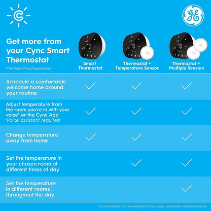 GE CYNC Smart Thermostat, Programmable Wi-Fi Thermostat, Works with Alexa and Google Home, Black, Medium