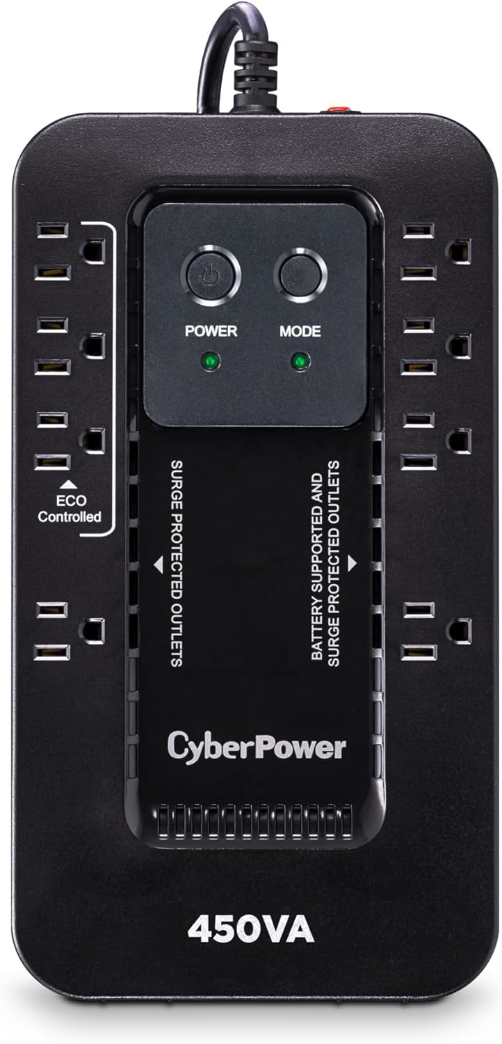 CyberPower EC850LCD Ecologic Battery Backup & Surge Protector UPS System, 850VA/510W, 12 Outlets, ECO Mode, Compact, Uninterruptible Power Supply
