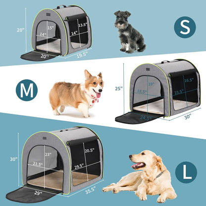 PETSFIT Soft Sided Dog Crate, Travel Dog Crate - 19 Inch Lightweight, Roomy, Easy to Set Up, Sturdy Portable Dog Kennel with Thick Mat, Navy Blue