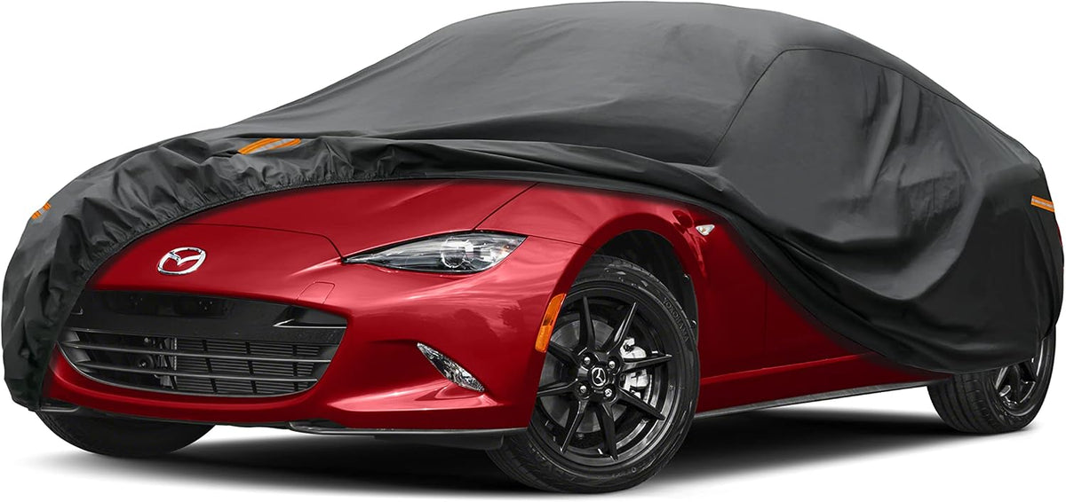Kayme 7 Layers Car Cover Custom Fit for Mazda Miata MX-5 MX5 (1990-2025) Waterproof All Weather for Automobiles, Outdoor Full Cover Rain Sun UV Protection.Black
