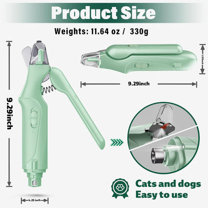 CATPICK 2-in-1 Cat Nail Clippers & Dog Nail Clippers Trimmers for Large Medium Small Dogs Cats Claw Trimmer Quick Sensor and Safety Guard USB Rechargeable with 2 LED Lights Dogs Nail Trimmer