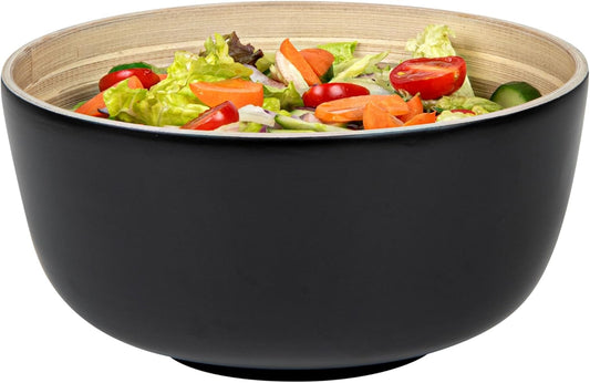 Restaurantware-Bambuddha 15 Ounce Small Salad Bowl, 1 Heavy-Duty Round Salad Bowl - Sustainable, Reusable, Black Bamboo Serving Dish, for Serving Salads, Fruits, and Appetizers