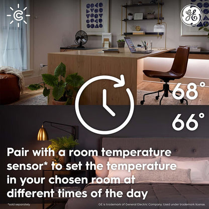 GE CYNC Smart Thermostat, Programmable Wi-Fi Thermostat, Works with Alexa and Google Home, Black, Medium