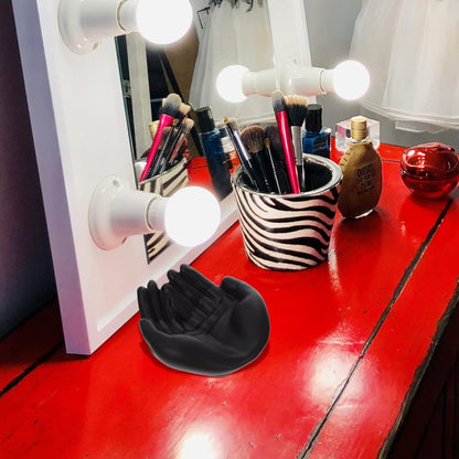 Black Palm Jewelry Organizer Tray | Resin Jewelry Storage Plate | Rings Necklace Bracelet Holder | Desktop Decor | Home Office Organizer - PuriLite