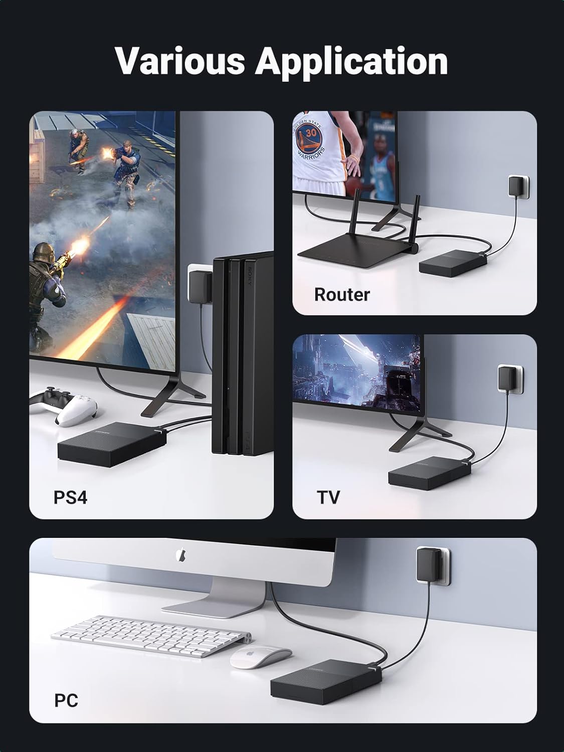 UGREEN Hard Drive Enclosure 3.5 2.5 Inch SSD Enclosure, USB 3.0 to SATA HDD Case with 12V Power Adapter, Fast 5Gbps with UASP for Windows, macOS, Linux, SATA III II I, Tool-Free, Heat Dissipation