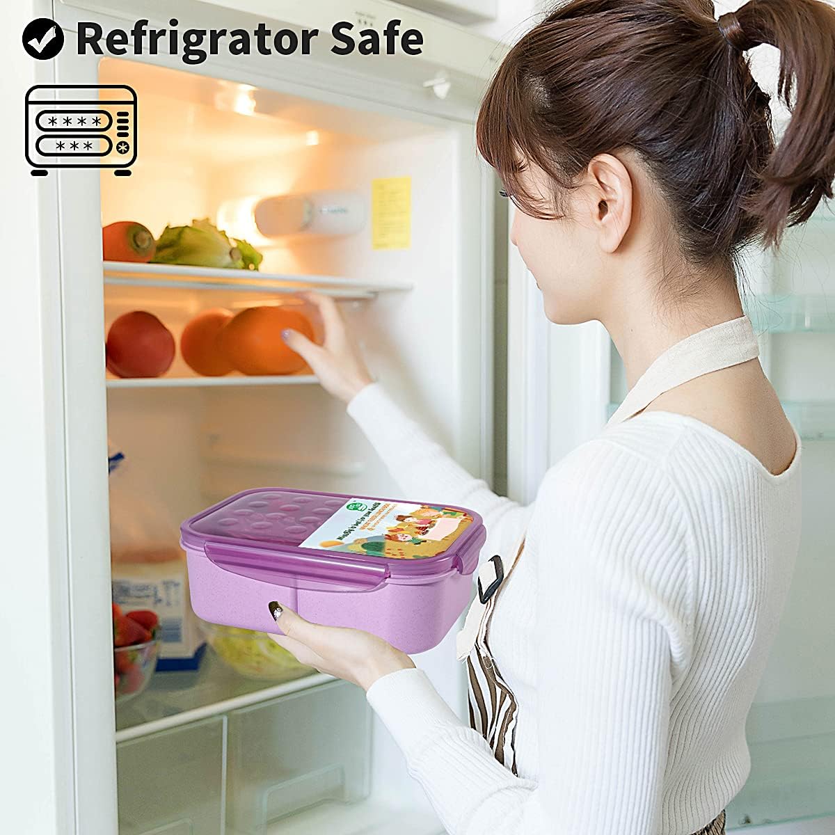 MISS BIG® Bento Box,Lunch Box Adult,Ideal Leak Proof Lunch Containers,Mom's Choice Lunch Box for Kids,No BPAs and No Chemical Dyes,Microwave and Dishwasher Safe Lunch Container (1900ml White)