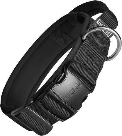 OneTigris Tactical Dog Collars with Handle,Military Dog Collar for Large Dog,Adjustable Nylon Collar German Shepherd Collar with Heavy Duty Metal Buckle for Dog Training and Walking (M, Orange)