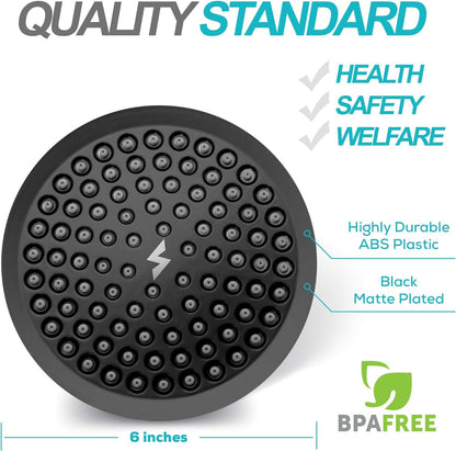 SparkPod Shower Head - High Pressure Rain - Premium Quality Luxury Design - 1-Min Install - Easy Clean Adjustable Replacement for Your Bathroom Shower Heads (Luxury Polished Chrome, 6 Inch Round)