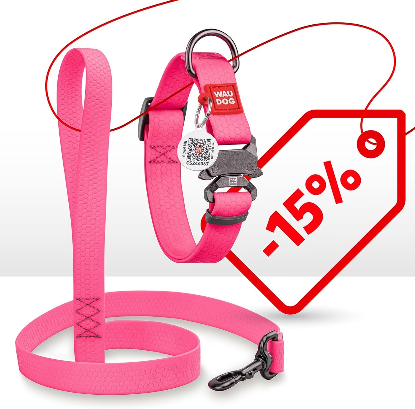 Waterproof Dog Collar - Adjustable Glow Dog Collar for Large Dogs, Small and Medium Dogs - Heavy Duty Dog Collars with Durable Metal Clasp and QR Dog Tag - Glow in The Dark Dog Collars
