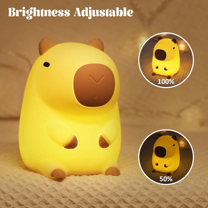 YuanDian Capybara Night Light - Adorable Gift for Women, Teen. Decorate Bedroom with Cute Silicone Capybara Nightlights Christmas for Girls and Boys