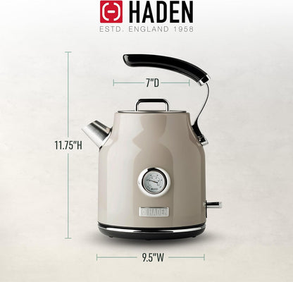 Haden Dorset 75070 Retro Stainless Steel Tea Kettle, 1500W Hot Water Kettle Electric Kettles for Boiling Water, 1.7L Black/Copper Electric Tea Kettles Automatic Shut Off, Boil-Dry Protection Tea Pots