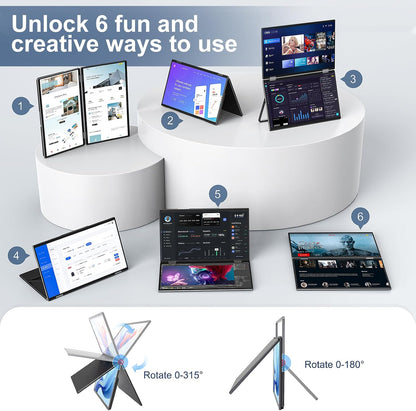 InnoView Laptop Screen Extender 15.6" Dual Portable Monitor 1080P FHD Folding Triple Monitor HDMI (No Extended) USB-C Portable Monitor for Laptop Windows(No Driver Needed) Mac(Driver Needed)