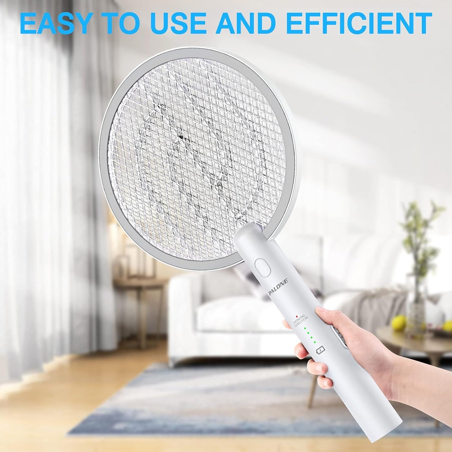 PALONE Bug Zapper Racket 3000V Electric Swatter 3 Layers Lamp Indoor Zapper Without Waving Hands for Kitchen, Home, Garden and Outdoors