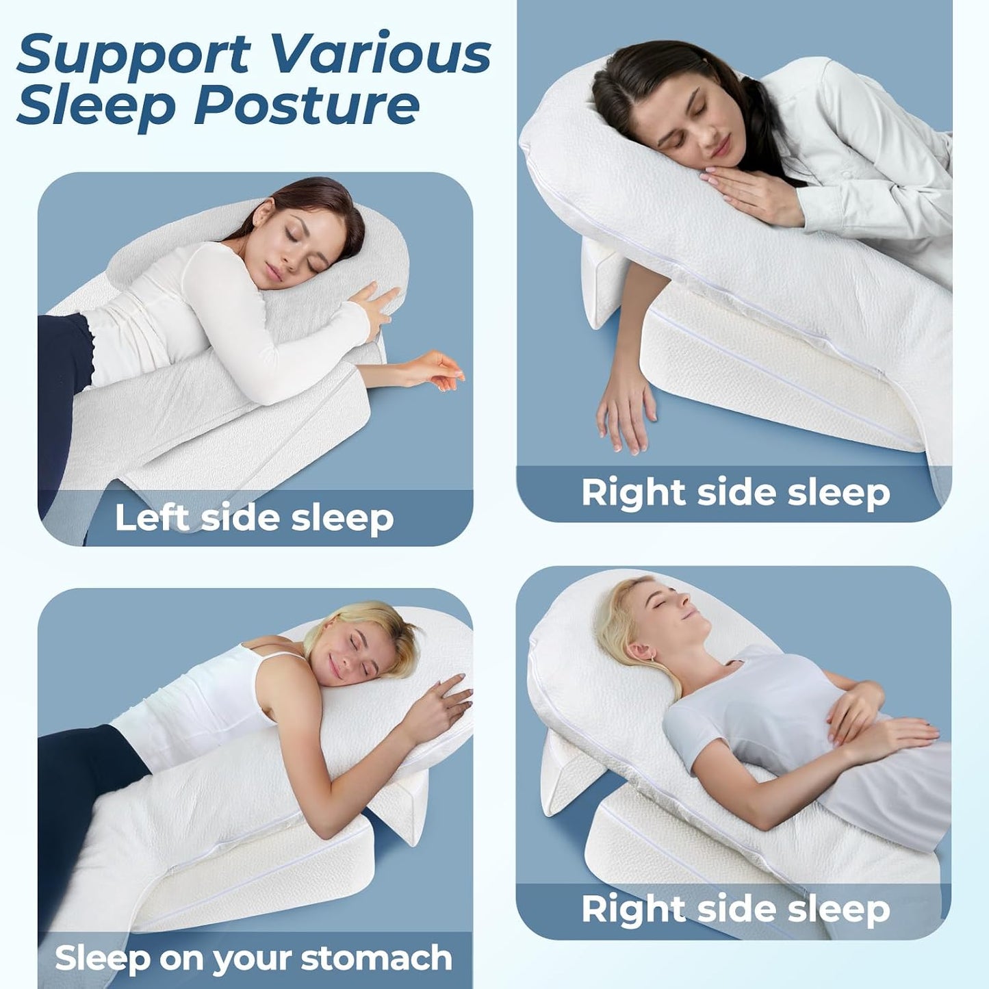 SAHEYER Side Sleeper Pillows with Arm Hole, Shoulder Relief Wedge and Body Pillow System for Adults, Shredded Memory Foam Long Pillow for Shoulder Pain, Acid Reflux and GERD,Large Size(5'10 Within)