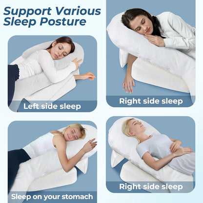 SAHEYER Side Sleeper Pillows with Arm Hole, Shoulder Relief Wedge and Body Pillow System for Adults, Shredded Memory Foam Long Pillow for Shoulder Pain, Acid Reflux and GERD,Large Size(5'10 Within)