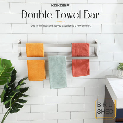 KOKOSIRI Towel Bars Black Bath Towel Holders 20 Inches Bathroom 2-Tiers Ladder Towel Rails Wall Mounted Towels Shelves Rack Stainless Steel, B5008BK-L20