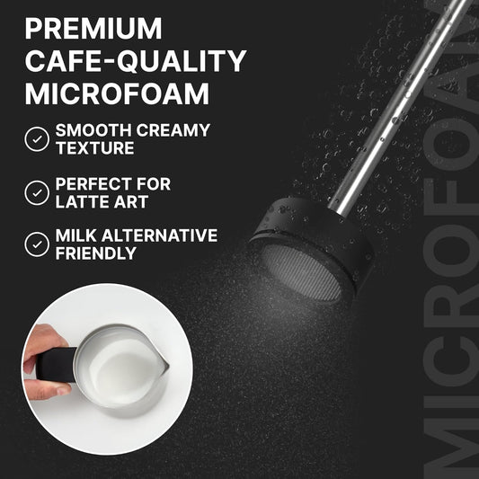 Subminimal NanoFoamer Lithium Performance Milk Foamer | USB-C Rechargeable, IP4 Waterproof, Dual-Speed, Stainless Steel | Premium Microfoamed Milk in 30 Seconds, Barista-Style Coffee Drinks at Home - PuriLite