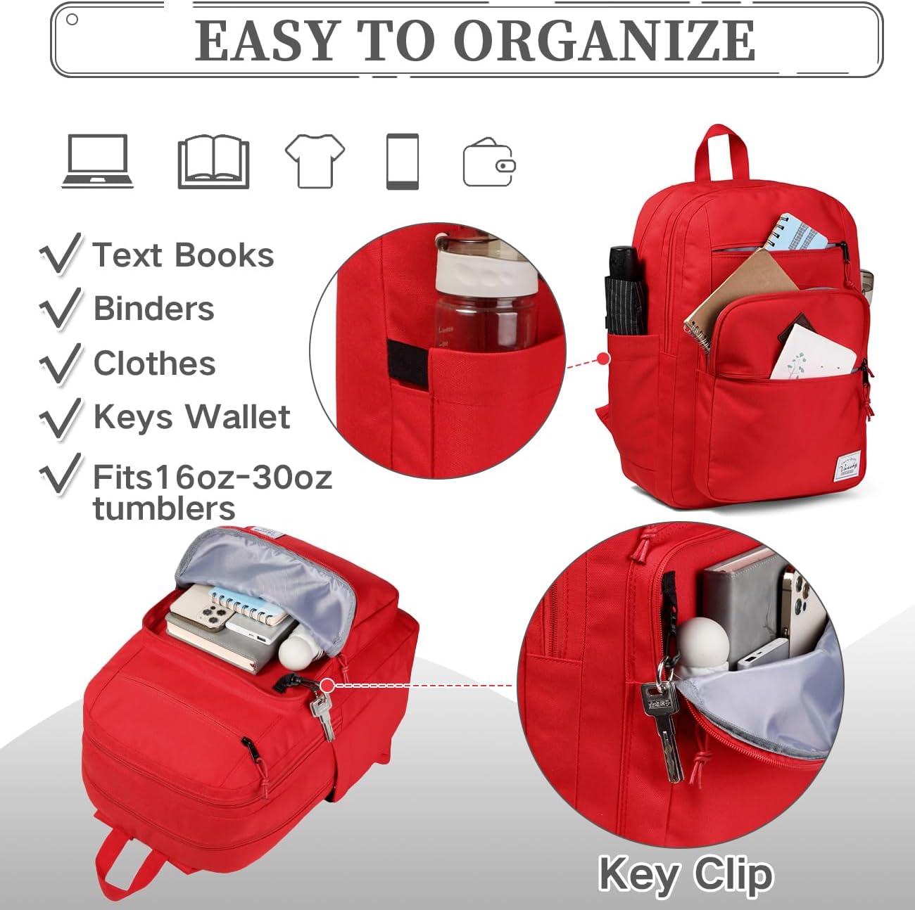 School Backpack for Men Women,Vaschy Lightweight School Bag Bookbag Casual Daypack for High School/College/Teens/Travel/Work