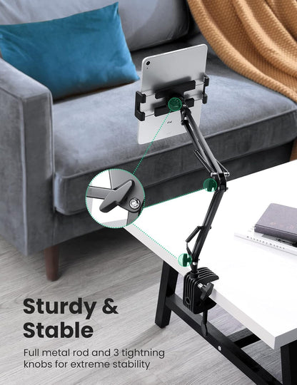 UGREEN Tablet Stand for Bed, Lazy Tablet Holder for iPad, Flexible Tablet Arm Clamp for Desk Compatible with iPad Pro 12.9 9.7 10.5, iPad Air, iPad mini 6 4 3, Galaxy Tab, iPhone 4-12.9 Inch Devices