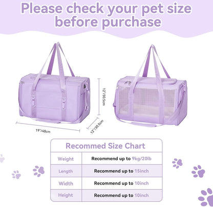 Petsfit Pet Carrier Airline Approved, Soft-Sided Cat Carrier with Patented Car Buckle, Lightweight and Collapsible with Adjustable Shoulder Strap, Soft Cushion,Green