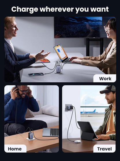 UGREEN Nexode 65W 4 Port GaN Fast Charging Block, 3 Port USB C Fast Compact Wall Charger Compatible with MacBook Pro/Air, iPhone 16 15 14 Pro, iPad, Galaxy S25/S24/S23, Pixel 8, Steam Deck