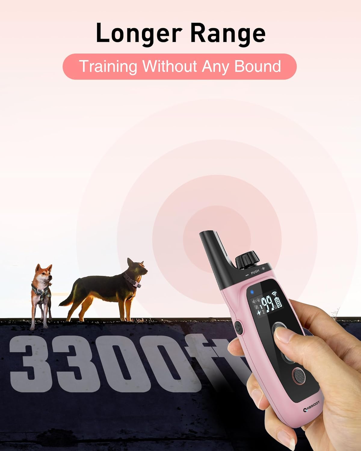 ABBIDOT Shock Collar, 3300Ft Dog Training Collar, 5 Training Modes Dog Shock Collar with Remote, Waterproof Rechargeble Security Lock E Collar for Small Medium Large Dogs