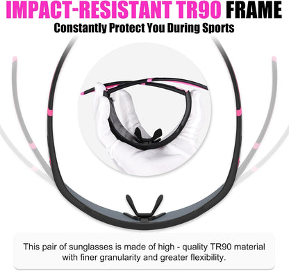 X-TIGER Polarized Cycling Glasses with 5 Interchangeable Lenses,MTB Biking Baseball Running Sports Sunglasses for Men Women