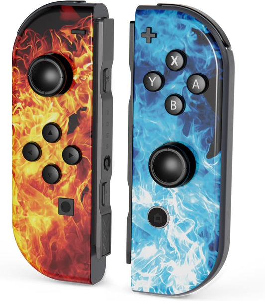 Switch Controller Compatible with Switch/OLED/Lite, Switch Joypad Replacement Controller, Left and Right Wireless Switch Handheld Controller(ice and fire)