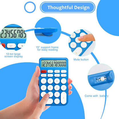 VEWINGL Mechanical Switch Calculator, 12 Digit Large LCD Display and Buttons, Great for Everyday Life and Basic Office Work, with Battery