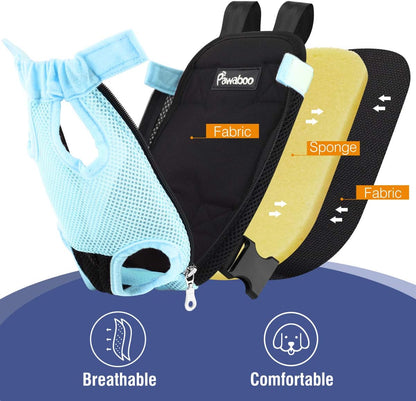 Pawaboo Pet Carrier Backpack, Adjustable Pet Front Cat Dog Carrier Backpack Travel Bag, Legs Out, Easy-Fit for Traveling Hiking Camping for Small Medium Dogs Cats Puppies, Medium, Black