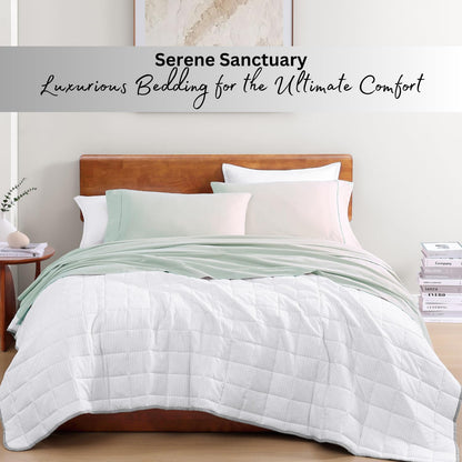 Lane Linen 100% Organic Cotton Queen Sheet Set, 4-Piece Percale Bed Sheets for Queen Bed - Soft, Breathable, Hypoallergenic, Deep Pocket Fits Mattress Up to 15" Deep, Hotel Quality Sheets - White