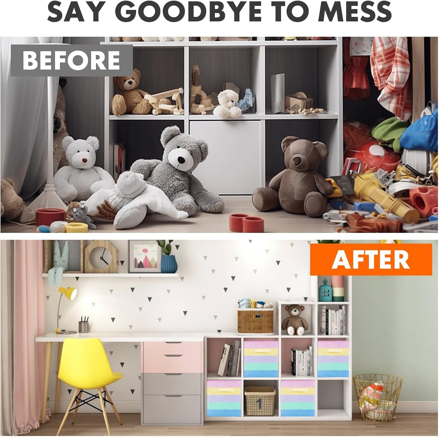 ShellKingdom Storage Bins, Foldable Fabric Storage Cubes And Cloth Organizer Drawer For Closet And Toys, 6 Pack (Lavender+Light Blue+Pink)