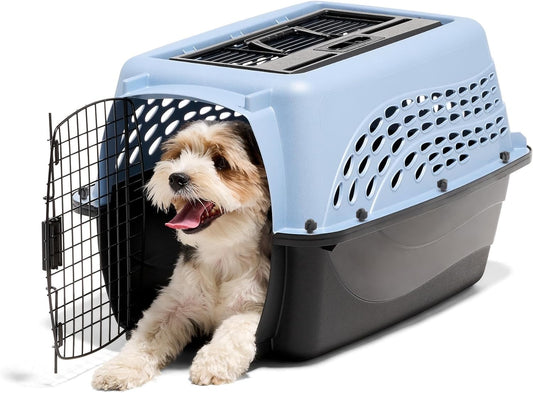 Petmate Two-Door Small Dog Kennel & Cat Kennel (Top Loading or Front Loading Pet Carrier, Great for Small Animals, Made with Recycled Materials, 24 inches in Length) For Pets up to 15 Pounds - PuriLite