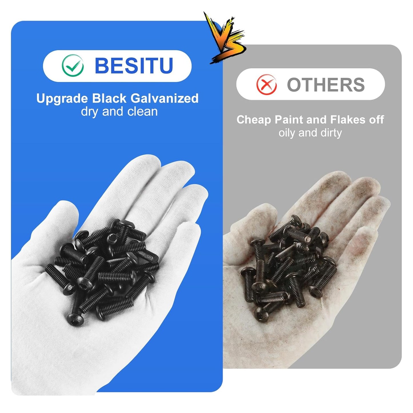 Besitu 280Pcs Metric Flange Bolt Assortment, M6x1.0, M8x1.25, M10x1.5 (12mm to 30mm) Assorted Hex Bolts and Nuts Washers Kit for Automotive, 10.9 Black Zinc Galvanized