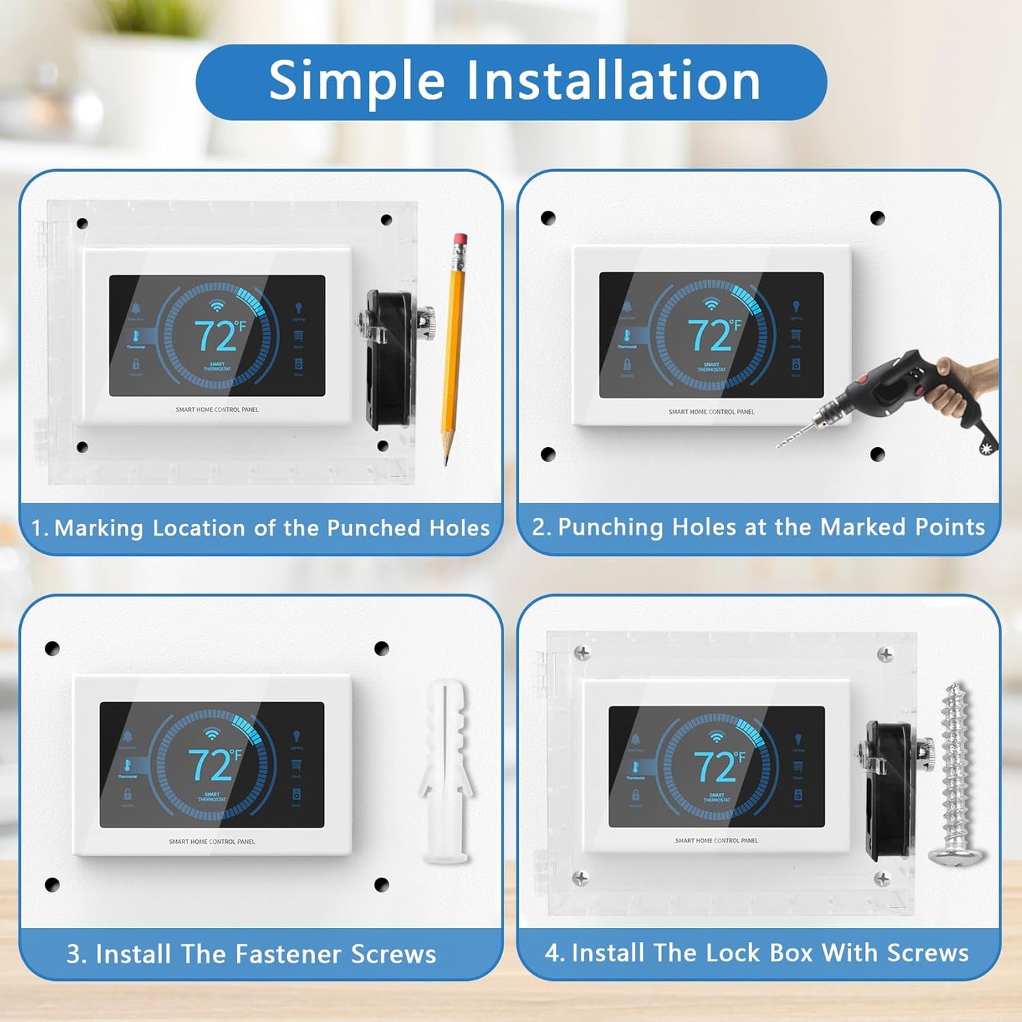 ClarityCraze Universal Thermostat Lock Box, Clear Guard, AC Control, Fits Thermostats Up to 6.88" H x 4.25" W or Smaller