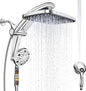 Rain Shower Head with Handheld High Pressure Rainfall Shower Heads with Handheld Spray Combo Adjustable one-piece Stand daul Shower Head Built-in Magnetic Docking and Power Jets（Sliver）