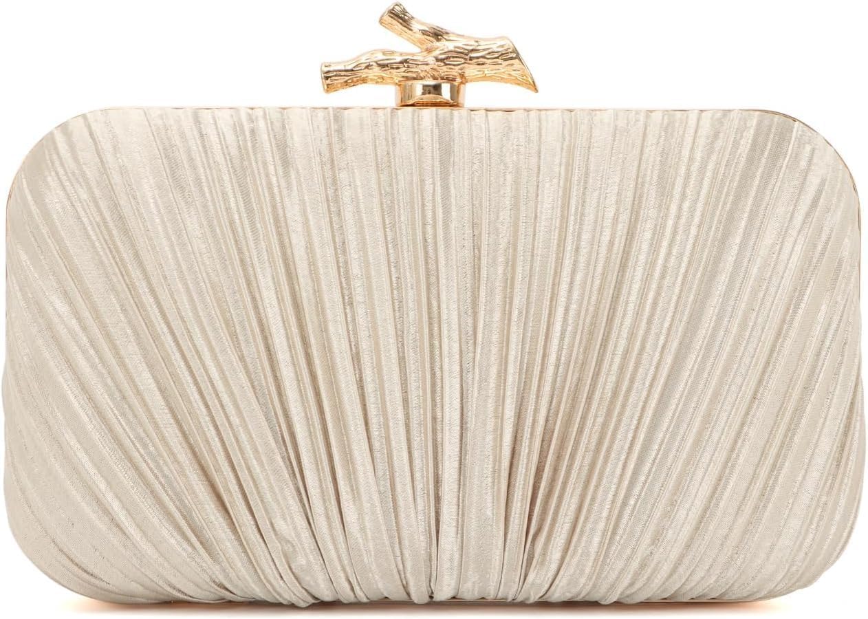 Clutch Purses for Women Evening Bag Pleated Clutch Bag with Chain Party Purses Handbag for Cocktail/Prom/Party/Wedding/Formal